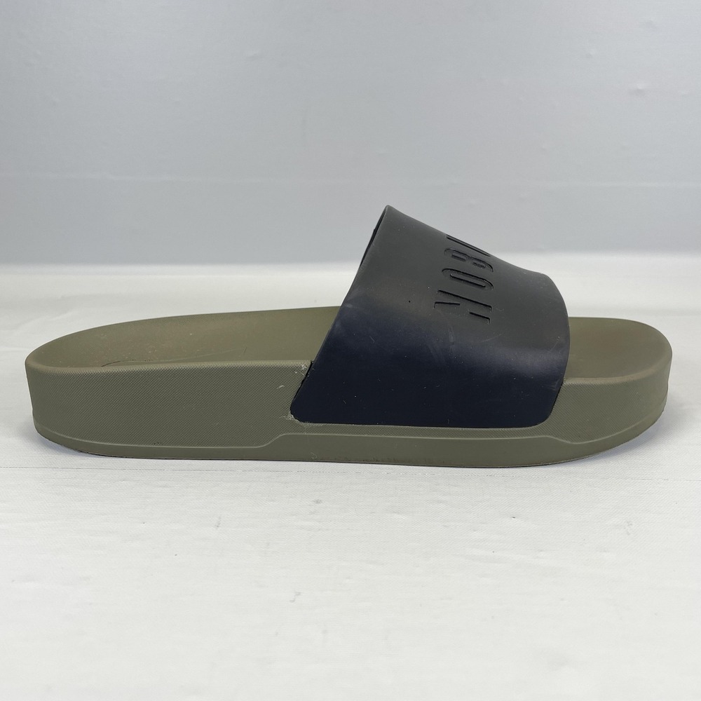 NOBULL Slide Sandals Mens Size 7 Black Olive Green Slip On Athletic Casual Shoes